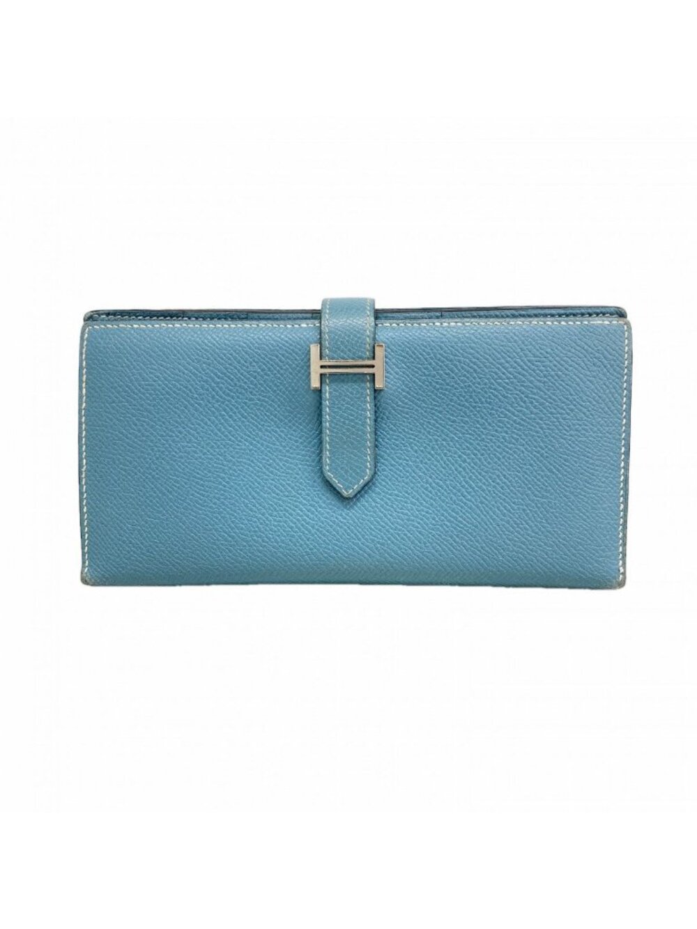 Hermes Wallet Bearn Souffle Veau Epsom Blue Jean Silver
